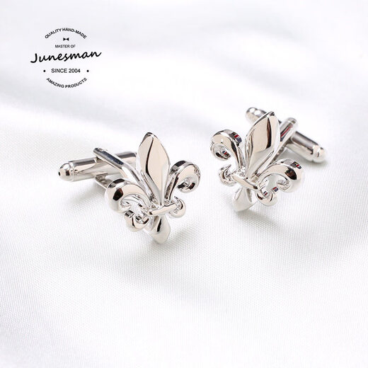 Cuff Tudor Iris June Men Handmade French Cufflinks Men's Shirt Cuff Pins Gift Box Cufflinks/Cufflinks, Iris, Platinum Plated, Copper Material,