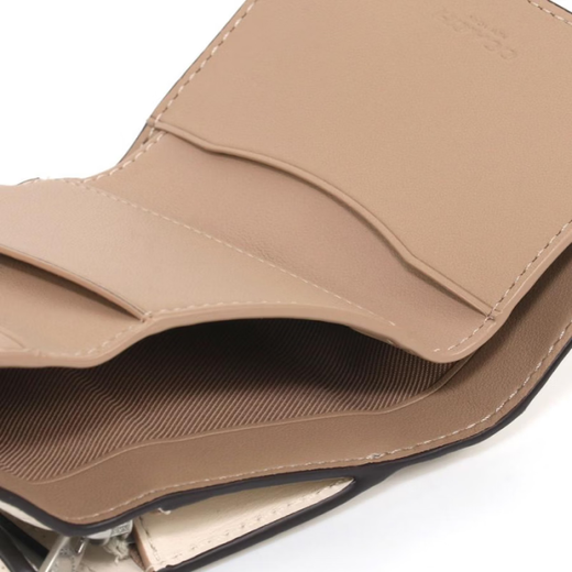 COACH Micro 10 Logo Logo snap closure Exquisite calfskin wallet Mini Women's silver patchwork gift box (basic + yellow counter gift box) Default