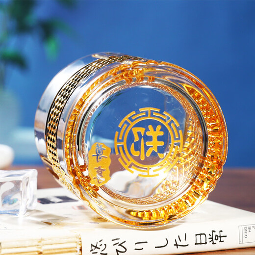 Yusenyi hand-carved customized personalized signature company LOGO whiskey cup creative commemorative Father's Day birthday gift personalized signature (gold) gift box