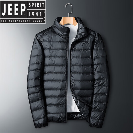 JEEP SPIRIT Down Jacket Men's Autumn and Winter White Duck Down Lightweight Stand Collar Hooded Casual Large Size Warm Jacket Women - Off-White S