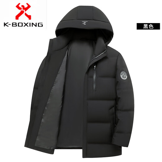 KBXNG Jinba men's hooded down jacket winter new white goose down stand-up collar warm jacket middle-aged dad wear cold-resistant thick 04678 Khaki 3XL 190/56