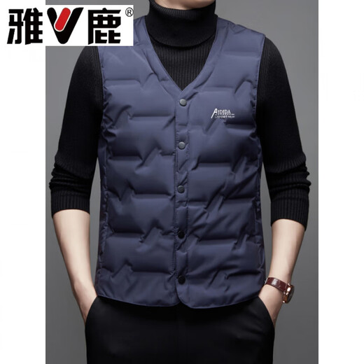 Yalu New Winter Down Vest Men's Large Size Warm Vest Middle-aged and Elderly Wear Lightweight Vest Jacket Inner Liner Black M 90-105Jin Jin is equal to 0.5 kg