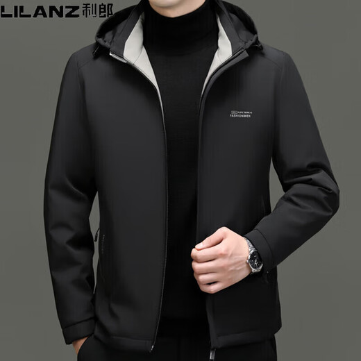 LILANZ легкая одежда мужская зимняя модная повседневная куртка со съемным капюшоном пуховик для людей молодого и среднего возраста черный 86231 модель 3XL 190 рекомендуется 180-200Jin Jin равен 0,5 кг