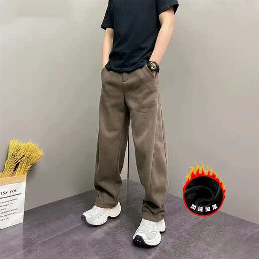 The same style in the mall, light luxury European goods, 2025 new scimitar casual pants, fashion week plus velvet sweatpants LX516, black, velvet, the same style in the mall, 2XL, recommended 150-170Jin Jin is equal to 0.5 kg