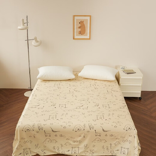 Yusenyi goes camping on weekends small illustration sheet sheet and fitted sheet single piece sheet 270240cm (suitable for 1.8m bed) Lizi