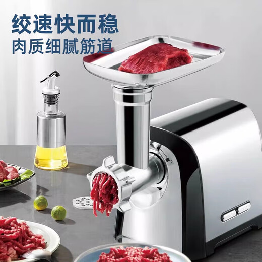 TRUVOER German Sausage Stuffing Machine Artifact Household Fully Automatic Machine Electric Tool Meat Grinder Small Commercial Silver (Metal Gear + 1000 Watt Peak)