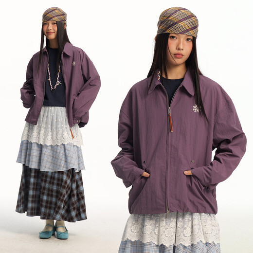 Jiangnan NewJNXS водоотталкивающая и износостойкая базовая рабочая куртка с объемной вышивкой, весенняя свободная и универсальная куртка фиолетового цвета S