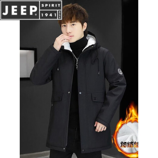 JEEP SPIRIT куртка мужская бархатная утепленная четверть в корейском стиле модная и красивая осенне-зимняя куртка для молодежи и среднего возраста мужская куртка с капюшоном ветровка 07 темно-синяя плюс бархатная куртка M
