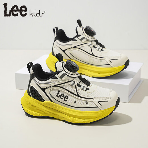 LEE KIDS children's sports shoes, men's and women's running shoes, 26 spring new running shoes, non-slip and wear-resistant casual shoes, white and black 26, inner length 17.3cm, suitable for feet 16.3-16.8cm long