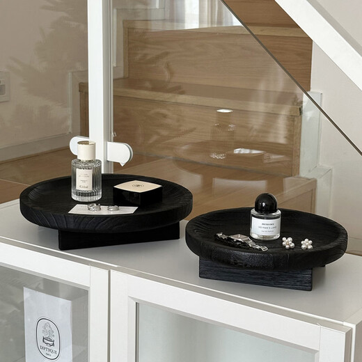 Shantou Lincun Second-hand Solid Wood Jewelry Jewelry Aromatherapy Display Storage Tray Light Luxurious Entrance Key Storage Ornament Small + Large Fired Round Wooden Stand