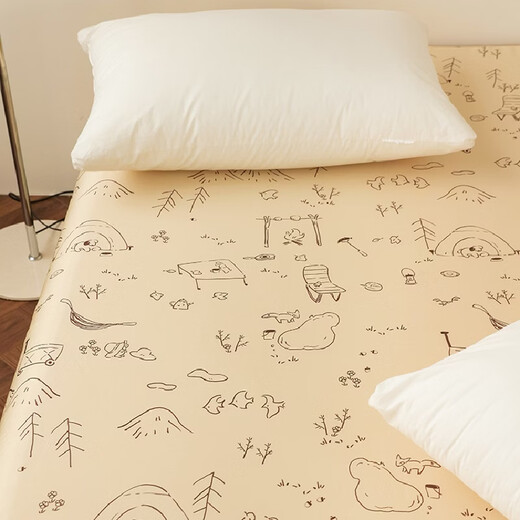 Yusenyi goes camping on weekends small illustration sheet sheet and fitted sheet single piece sheet 270240cm (suitable for 1.8m bed) Lizi