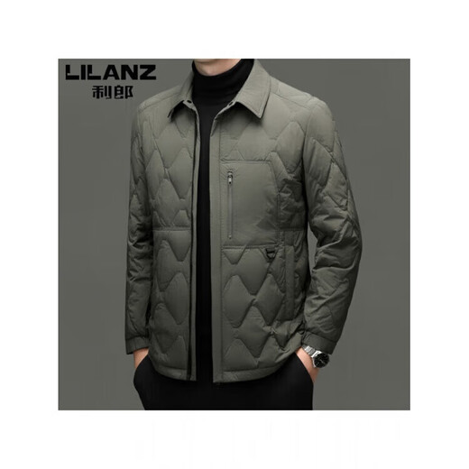 LILANZ Men's New Winter Middle-aged Men's Thick White Duck Down Down Jacket Lapel Casual Warm Windproof Jacket Black 14XL (195) Size (Recommended 185-195 Jin Jin equals 0.5 kg)