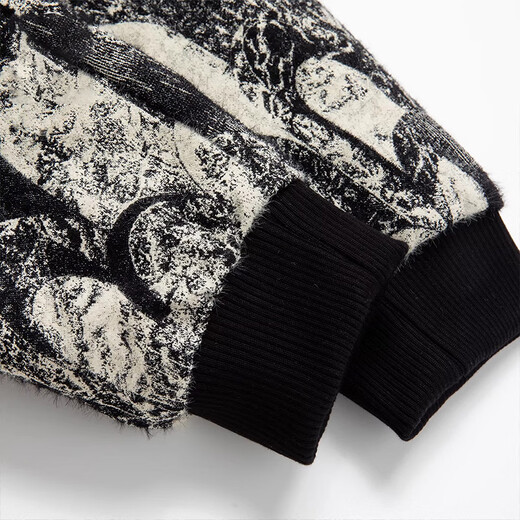 MARK FAIRWHALE Ретро модный повседневный пуховик с воротником-стойкой, мужской весенний 2026, новый модный брендовый дизайн, жаккардовый топ с полным принтом, черный цвет + черный цвет, скидка, две вещи, M рекомендуется 90-115 Jin Jin равен 0,5 кг