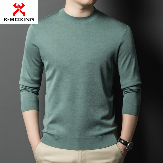 KBXNG Jinba business men's flat worsted wool sweater round neck pullover autumn and winter long-sleeved men's bottoming shirt casual business men white one size 110