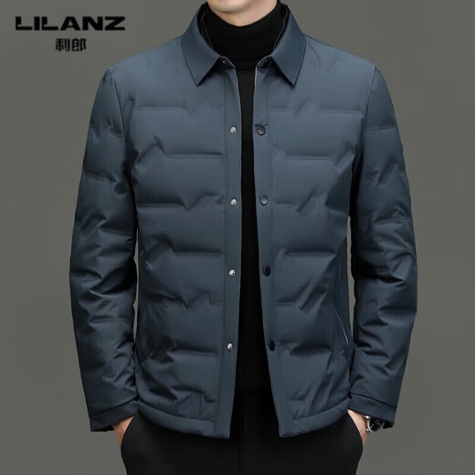 LILANZ Men's Lightweight Down Jacket Men's Autumn and Winter Warm Jacket Dad Lapel Casual Short Fashion Top Black 3966 M 170