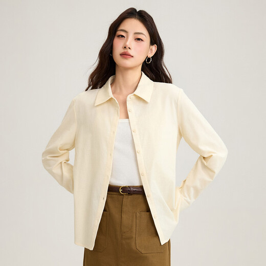 INMAN pure cotton commuting simple long-sleeved lapel shirt 2026 autumn professional versatile layered corduroy shirt for women