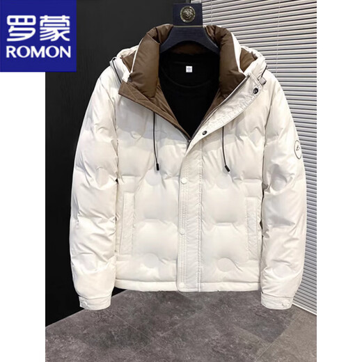 Luo Meng короткий пуховик мужской осенне-зимний утолщенный модный бренд красивый модный воротник-стойка повседневная белая рабочая куртка на утином пуху 2335 метров белый воротник-стойка стиль M рекомендуется 100-115 Jin Jin равен 0,5 кг