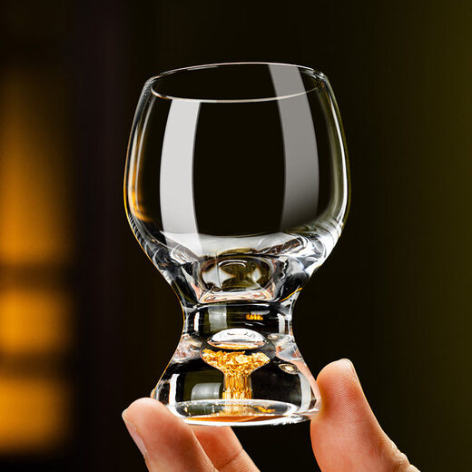 Tuojin imported high-quality creative crystal 2-liang white wine glasses from Germany, light luxury home wine set, foreign wine beer shot glass, 2-liang gold foil cups, 12 pieces + solid wood tray