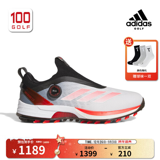阿迪达斯（adidas）高尔夫球鞋男鞋25全新AdiZero ZG舒适轻量稳定支撑BOA高尔夫男鞋 白/红/黑 IH9896 42
