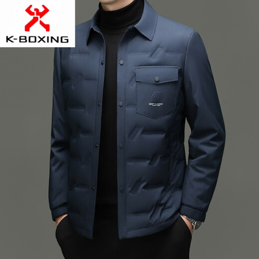 KBXNG Men's Light Lapel Down Jacket Casual Jacket Winter Middle-aged Dad's Business Versatile Down Jacket Black M 170