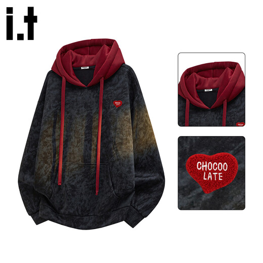 ШОКОЛАДНАЯ мужская модная брендовая толстовка с капюшоном в стиле пэчворк, зима 2025, новый стиль, плюс бархатный утолщенный красный тяжелый топ для мужчин, кремово-белый встречный размер, рекомендуемый размер 5XL 210-230Jin Jin равен 0,5 кг