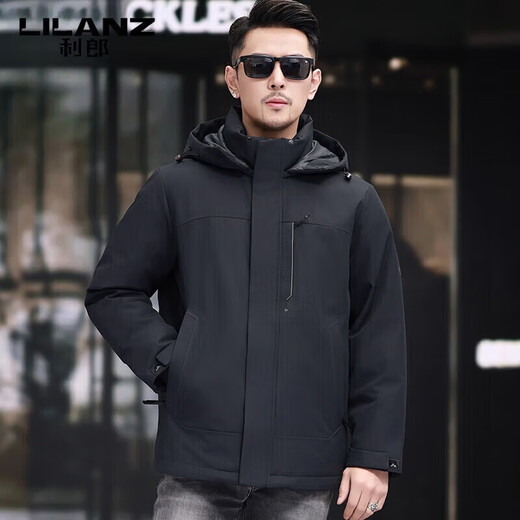 LILANZ men's down jacket brand 2025 new winter detachable hat trendy cold and windproof men's jacket off-white M 170