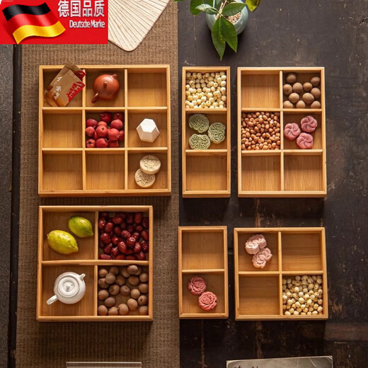 Tuojin cooks tea around the stove, nine-grid fruit plate, snacks, dried fruit plate, wooden plate, nine-grid tray, hot pot side dish platter, nine-grid tray + 9 white dinner plates