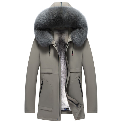 CHEVALPES international first-line brand 2025 winter new parka men's mink liner short fur integrated mink khaki fox fur collar + mink liner M 170