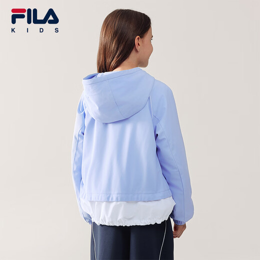 FILA children's jacket 2026 spring new style girls' medium and large children's sports loose hooded top bright light blue-LB 130