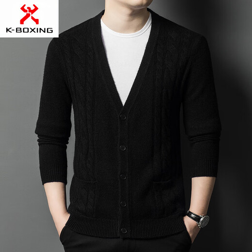 KBXNG Jinba Business Men's Wear 460g Wool Cardigan 2025 Autumn and Winter Men's Sweater Autumn and Winter Solid Color Business Men's Wear Red M 170