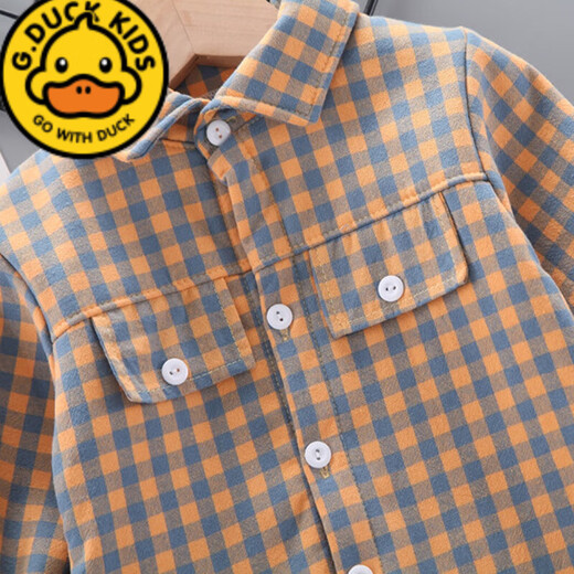 G.duck boys' velvet warm bottoming shirt autumn and winter children's style plaid shirt 1-3 baby girl 6 cardigan jacket top MTY shirt velvet 100cm recommended for 2-3 years old