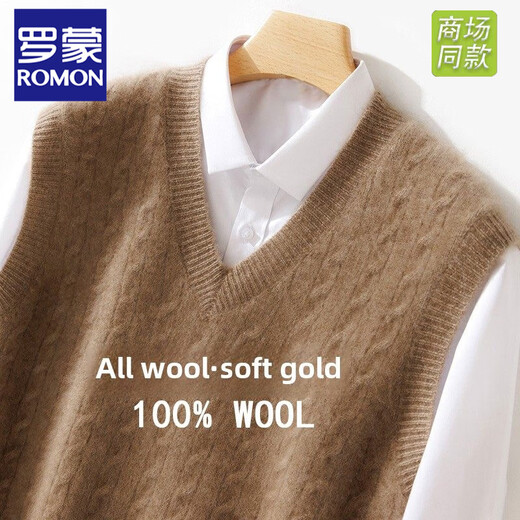 ROMON жилет из чистой шерсти, мужской пуловер с v-образным вырезом, свитер без рукавов, жилет, свободный вязаный жилет, нижняя рубашка, trb, настоящий красный цвет, 3XL