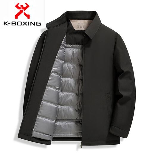 KBXNG Lapel Lapel Lightweight Down Jacket Men's Winter New Middle-aged Dad Korean Style Atmosphere Warm Casual Simple Outer Black M 170