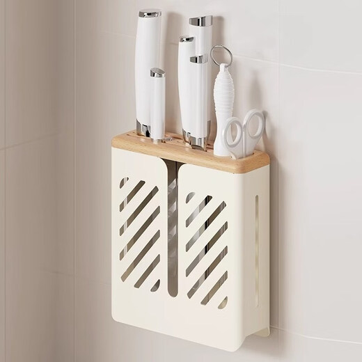 Tuojin imported quality log knife holder from Germany, cream style wall-mounted kitchen knife kitchen wall-mounted knife storage shelf home, log cream style chopstick tube + knife holder