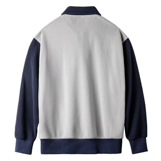 Madden workwear Sudadera de medio cárdigan de forro polar americano estilo universitario cuello polo jersey de color contrastante chaqueta cálida para hombre sudadera de forro polar gris claro de otoño/sudadera para hombre/sin capucha/ropa interior de invierno/ropa para hombres L