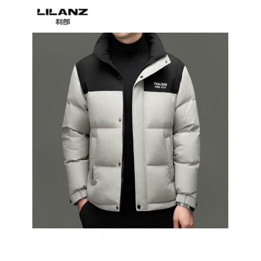 利郎（LILANZ）男士新款立领纯色休闲羽绒服中青年加厚保暖90羽绒服上衣外套 黑色 82593袖子可脱卸 (充绒量97.8克) 14XL (170)