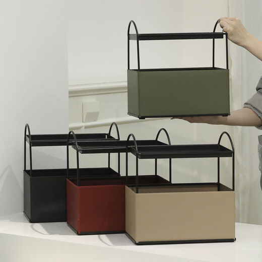 Fantasy Iron Storage Box Cosmetics Storage Rack Light Luxurious Style Storage Rack Office Desktop Organizing Rack Khaki HM2318