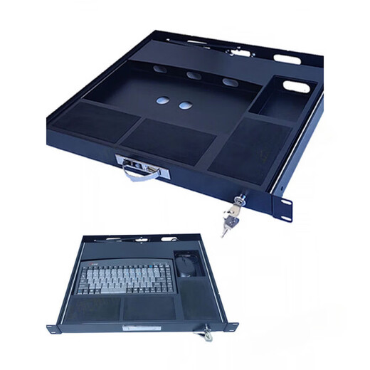 Cabinet 1U pull-out LKB90 industrial keyboard thickened drawer industrial control 88 keyboard USB mouse rack-mounted black (keyboard and mouse not included) 48x38x5cm