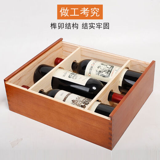Fantasy Red Wine Box Three Packs of Wine Wooden Box Packaging Gift Box 3 Wooden Boxes Red Wine Packaging Three Spray Painted