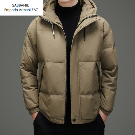 Emporio Armani EA7 Armani 2026 new down jacket men's winter jacket hooded thickened white duck down handsome Korean version trendy brand protection black M