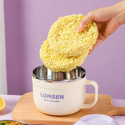 Tuojin imported quality 304 stainless steel instant noodle bowl from Japan with lid lunch box for primary school students in dormitory office canteen Xingdaizi-(upgraded small size)