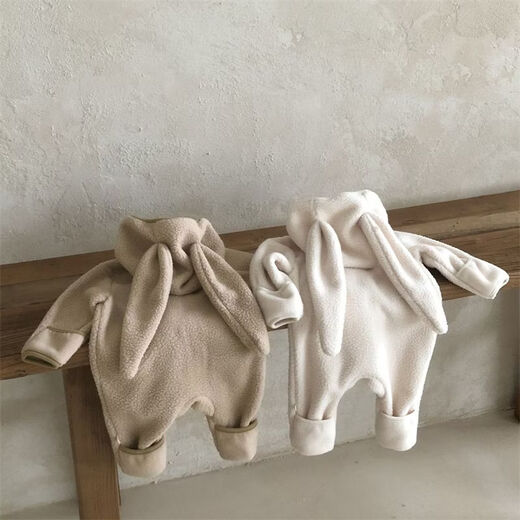 Ultraman romper baby jumpsuit baby super cute hooded romper thickened autumn and winter khaki color 65cm one size