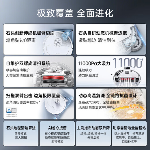 Roborock P10S Pro sweeping robot, sweeping, mopping, washing and drying integrated intelligent floor scrubber, automatic cleaning hot water, cloth suction, mopping and sweeping integrated, New Year's Day gift A1160RR