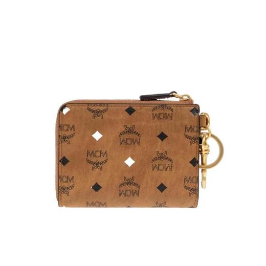 MCM Women's Wallet Zipper Closure Storage Keychain Design Portable Storage Polyurethane Material Brown One Size