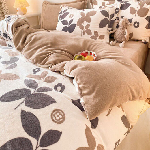 Fantasy duvet cover single piece double-sided velvet duvet cover single double set Luohua Chunyuan milk velvet single duvet cover 220x240cm