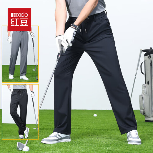 红豆高档桑蚕丝休闲裤男士春秋加厚商务休闲直筒松紧腰弹力保暖男裤子 春秋款-2027藏青色 XL 码(建议120-140斤)