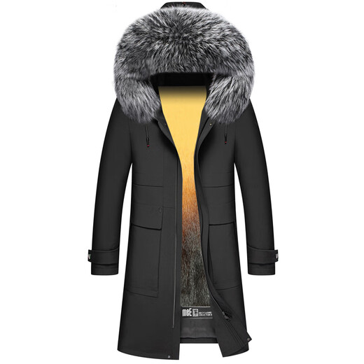 Международный бренд первой линии CHEVALPES, новинка 2025 года, мужская парка на длинной норковой подкладке, интегрированная норковая куртка для мужчин, воротник из черного меха лисы + норковая подкладка M 170