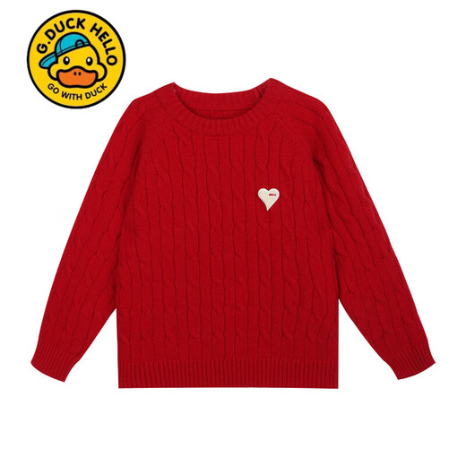 G.duck parent-child outfit family portrait family of three and four autumn and winter red sweaters 2026 new mother-child mother-daughter outfit sweater red 175 adult L