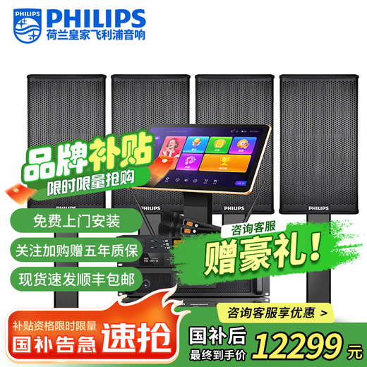 Philips state subsidy home ktv singing complete equipment ktv audio set professional cinema bar stage karaoke singing speaker home karaoke amplifier audio 10-inch professional box full set one-to-four set picture color