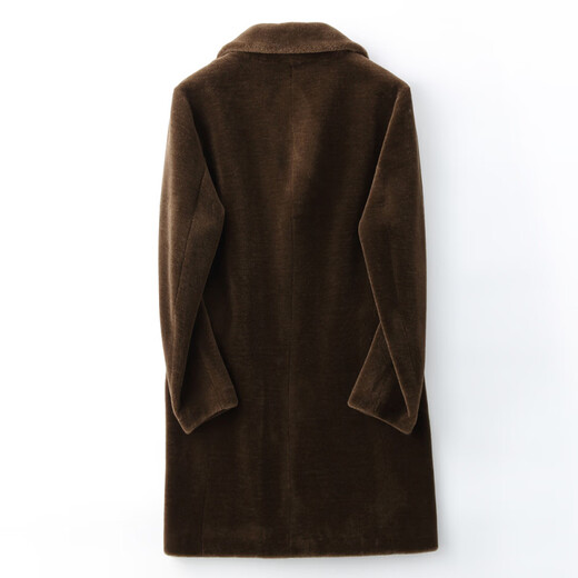 CHEVALPES international first-line brand suit collar sheep sheared double-breasted long fur coat one-piece lamb hair men's fur outer military coffee M 165